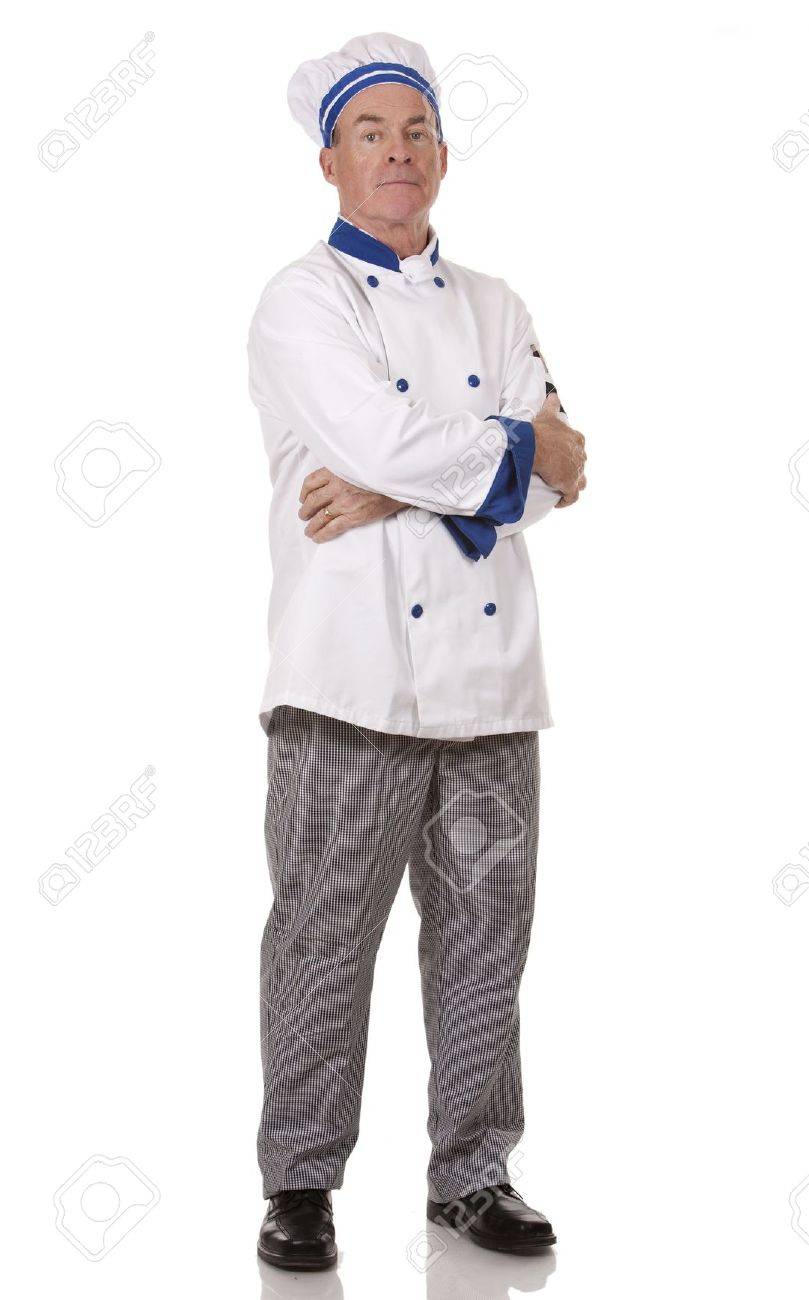mature chef wearing workwear on white isolated background - 17892764 mature chef wearing workwear on white isolated background - 17892764