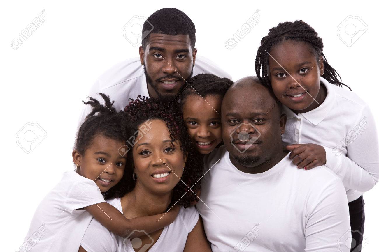 casual young black family on white isolated background - 49698508 casual young black family on white isolated background - 49698508