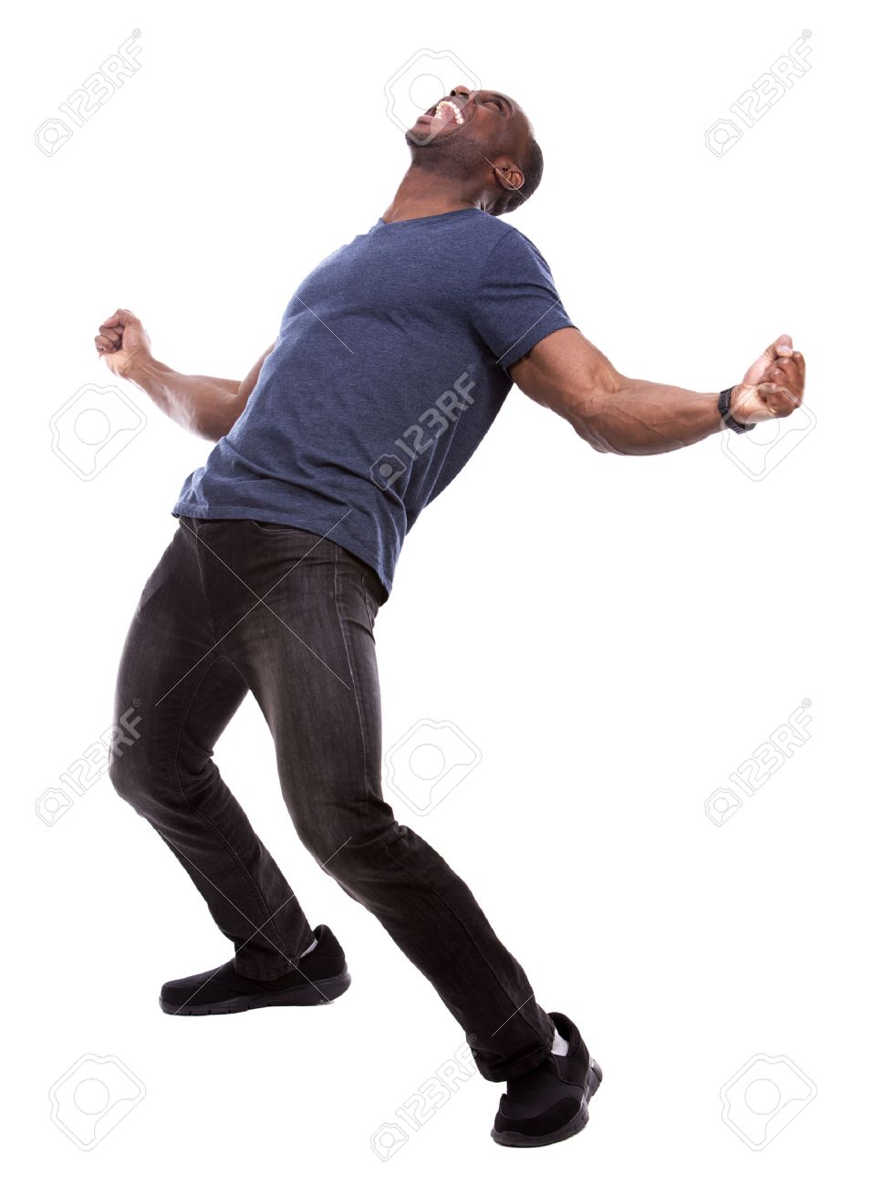 young excited casual black man screaming on white background - 52267901 young excited casual black man screaming on white background - 52267901