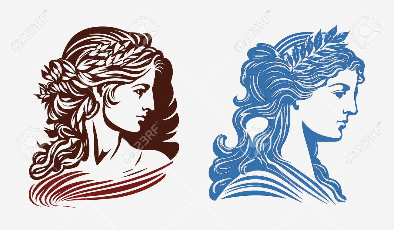 Ancient Greek Woman Heads Vector Illustration Silhouette Logo Royalty Free  SVG, Cliparts, Vectors, and Stock Illustration. Image 217857747., image size:1300x758