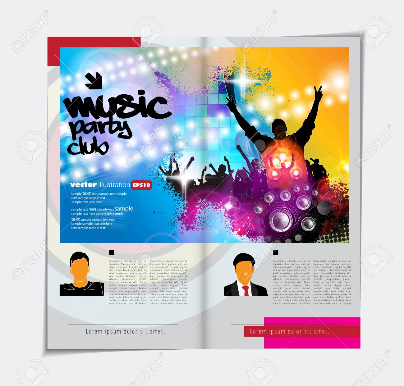 colorful music magazine brochure layout royalty free cliparts
