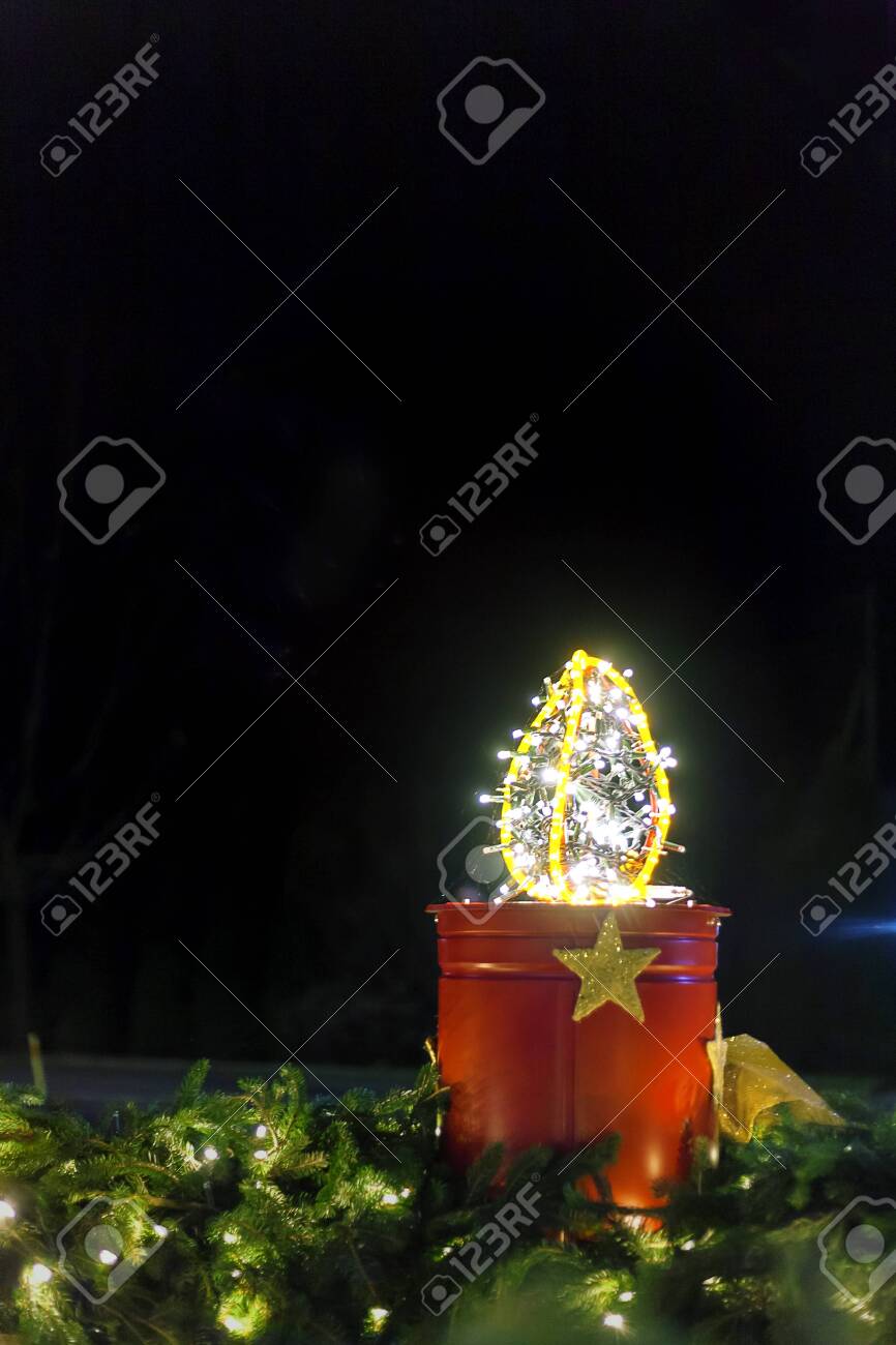 A Large Advent Candle Made From A Bucket Christmas Decoration Stock Photo Picture And Royalty Free Image Image 143067480