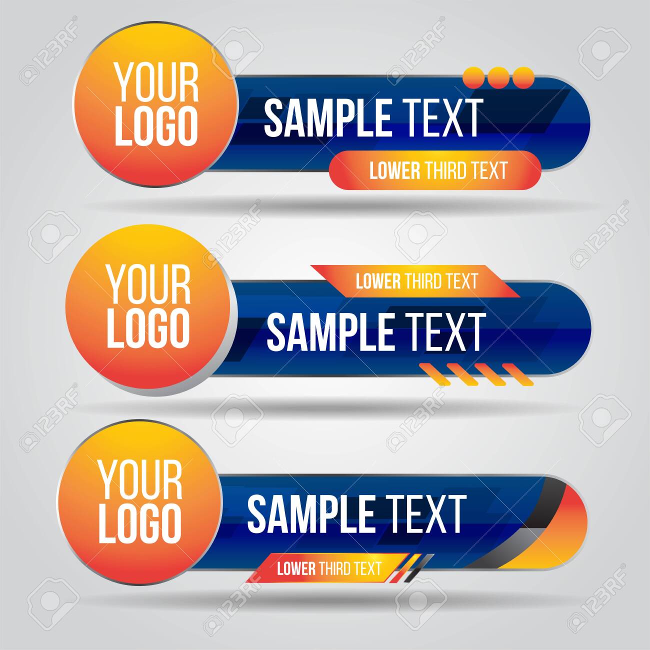 Lower Third Blue Abstract Banners News Sets Video Headline Title Template Bar Screen Broadcast Bar Name Collection Of Lower Third For Video Editing On Transparent Background Royalty Free Cliparts Vectors And Stock Illustration Image