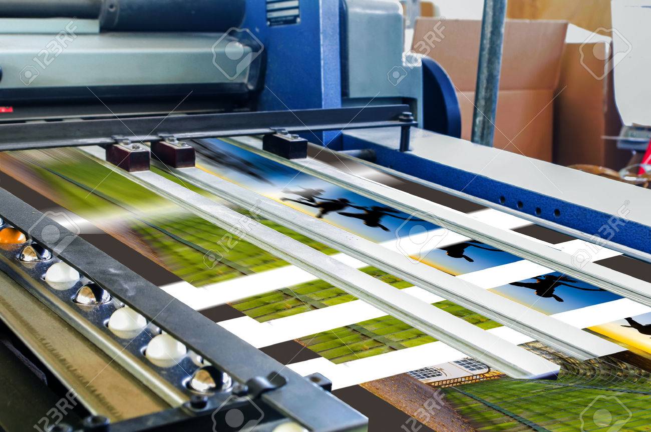 Close Up Of An Offset Printing Machine During Production Stock Photo Picture And Royalty Free Image Image 34119175