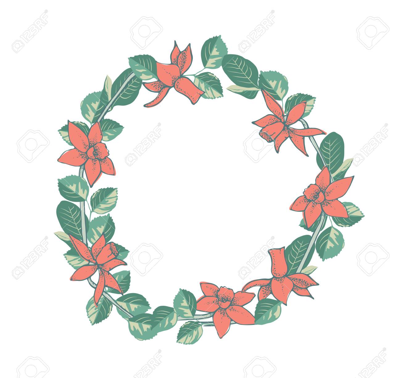 Belle Carte De Voeux Avec Couronne De Fleurs Illustration