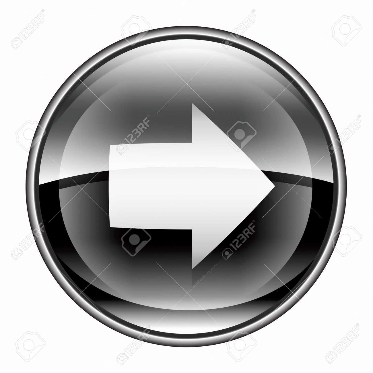 矢印右アイコン黒白い背景上に分離されて の写真素材 画像素材 Image