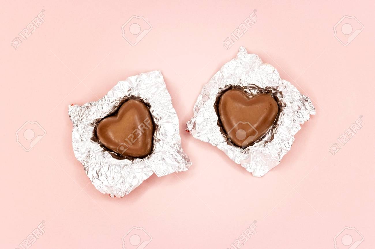 pink foil wrapped chocolate