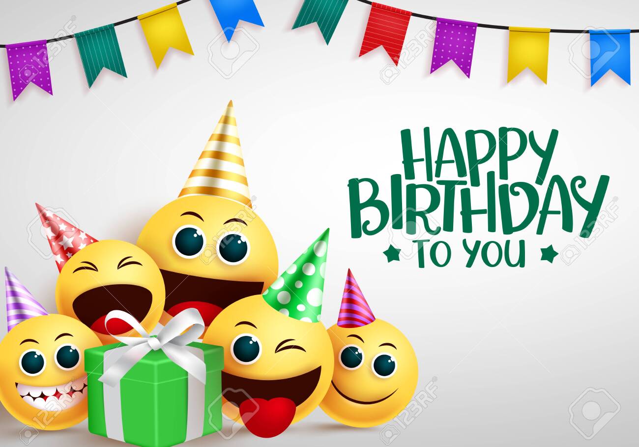 Free Happy Birthday Emoji Images Happy Birthday Emoji Vector Greeting Design. Royalty Free Svg, Cliparts,  Vectors, And Stock Illustration. Image 149243561.