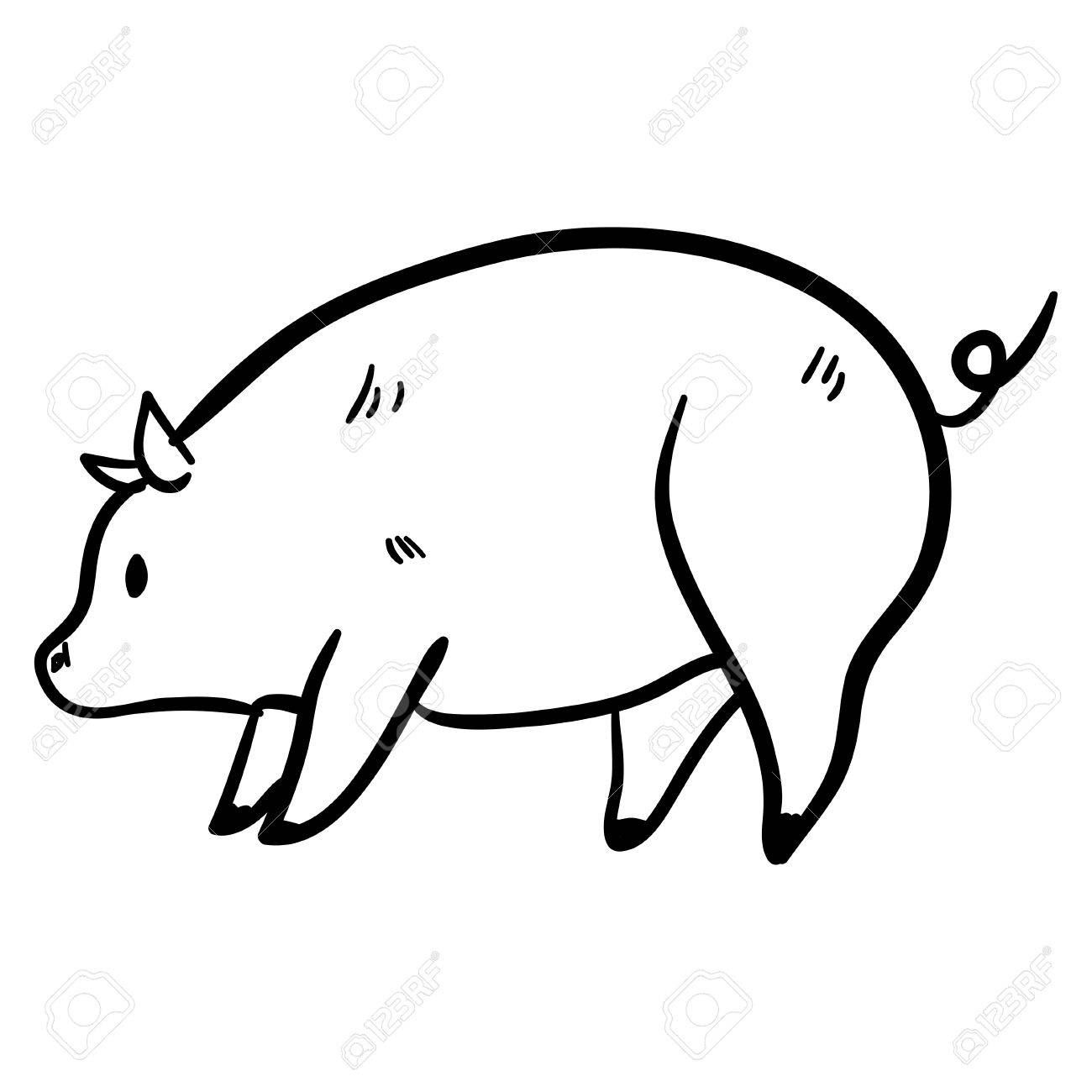 豚とベクトル図です かわいいベクトル便利に描かれた落書きの大きな豚 かわいいブタを漫画します のイラスト素材 ベクタ Image 56188381