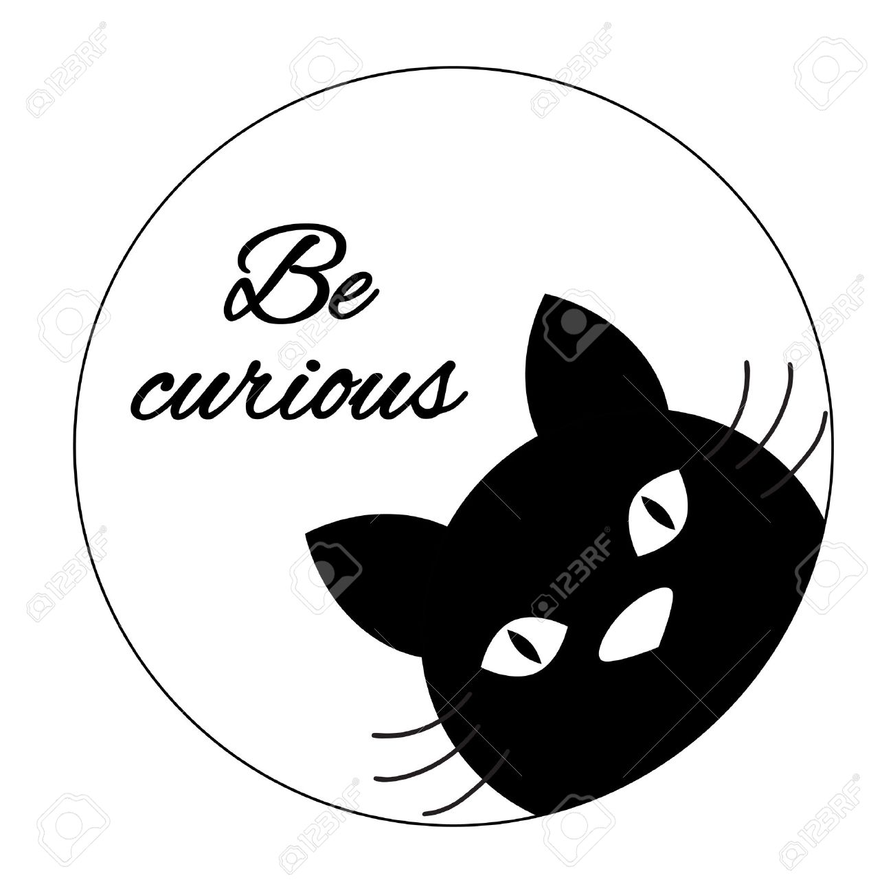 Conception Drôle De Carte De Chat Actions Visage De Chat Mignon Caractère Carton Black Cat Silhouette Inspiration Mots De Motivation Soyez Cartes De