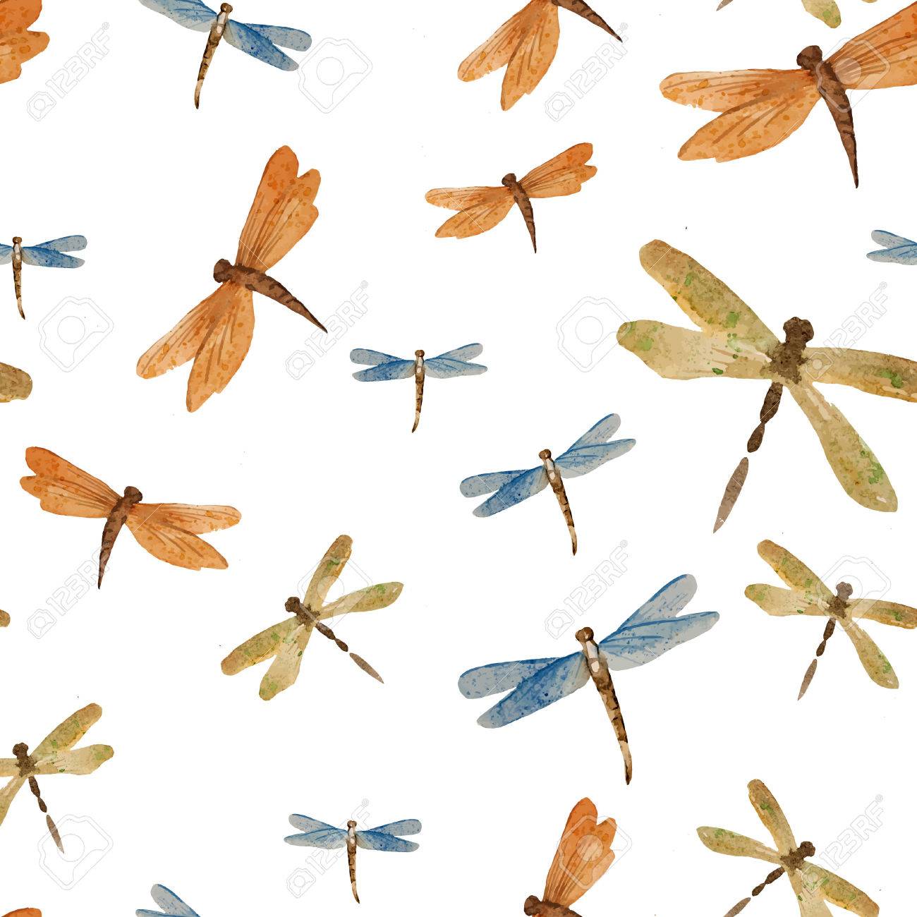 watercolor dragonfly insect pattern