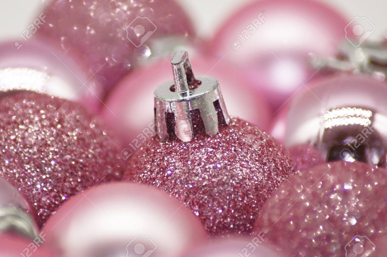 Pink Christmas Baubles Stock Photo 