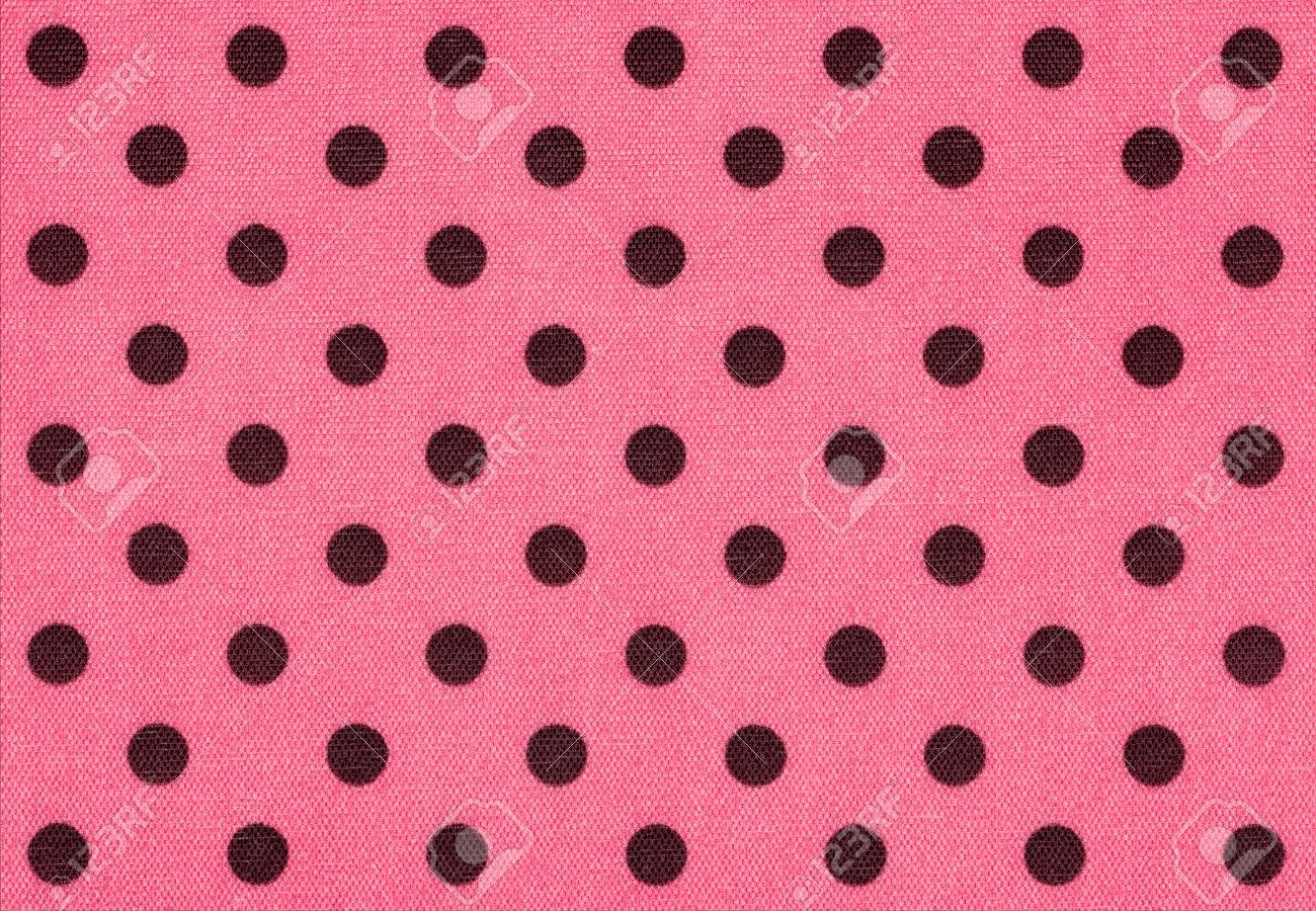 黒い水玉模様のピンク色の生地 の写真素材 画像素材 Image