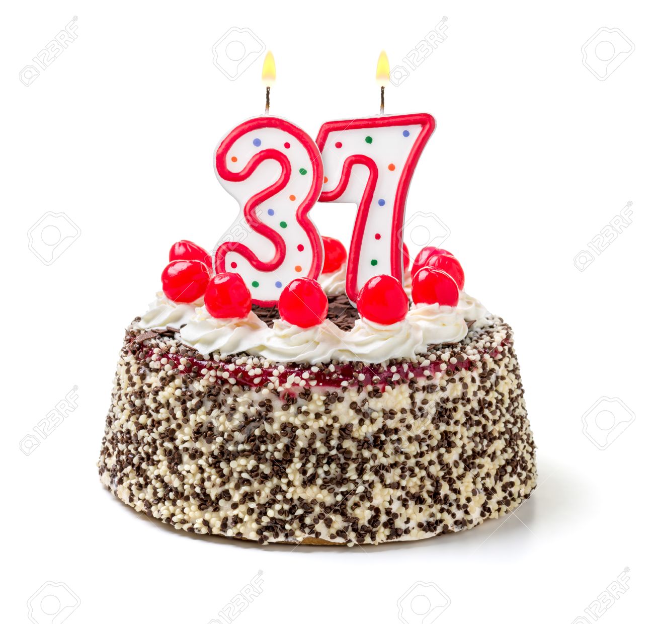 Number 37 Birthday Candles - Red 37th Birthday Cake Topper For Women & Men Party Decorations