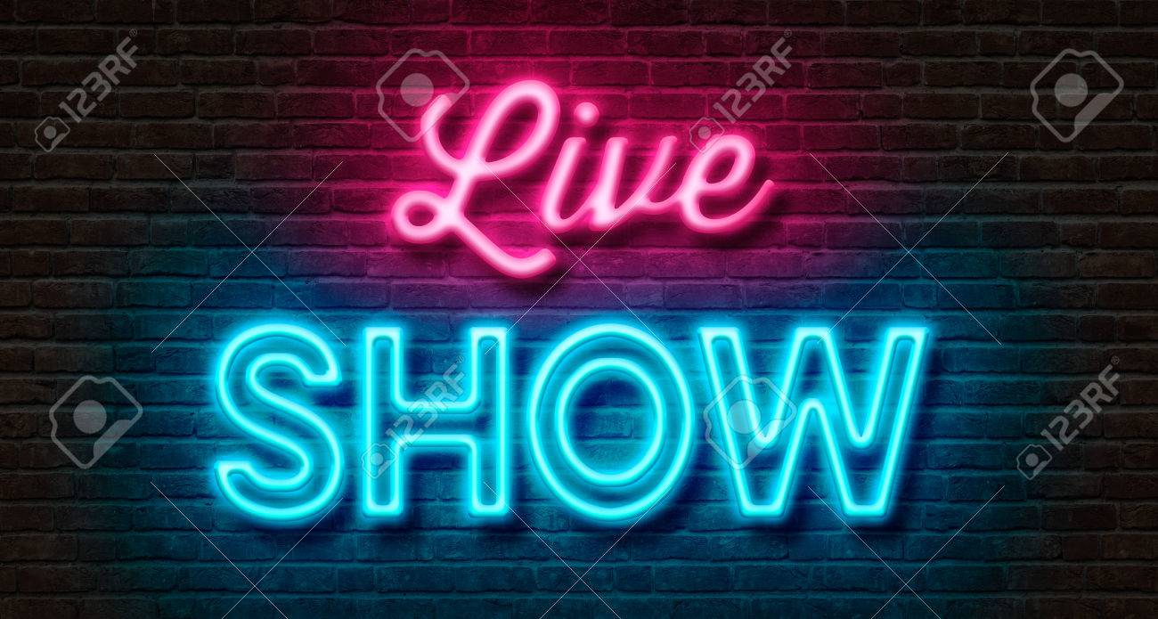 neon sign on a brick wall live show stock photo picture and