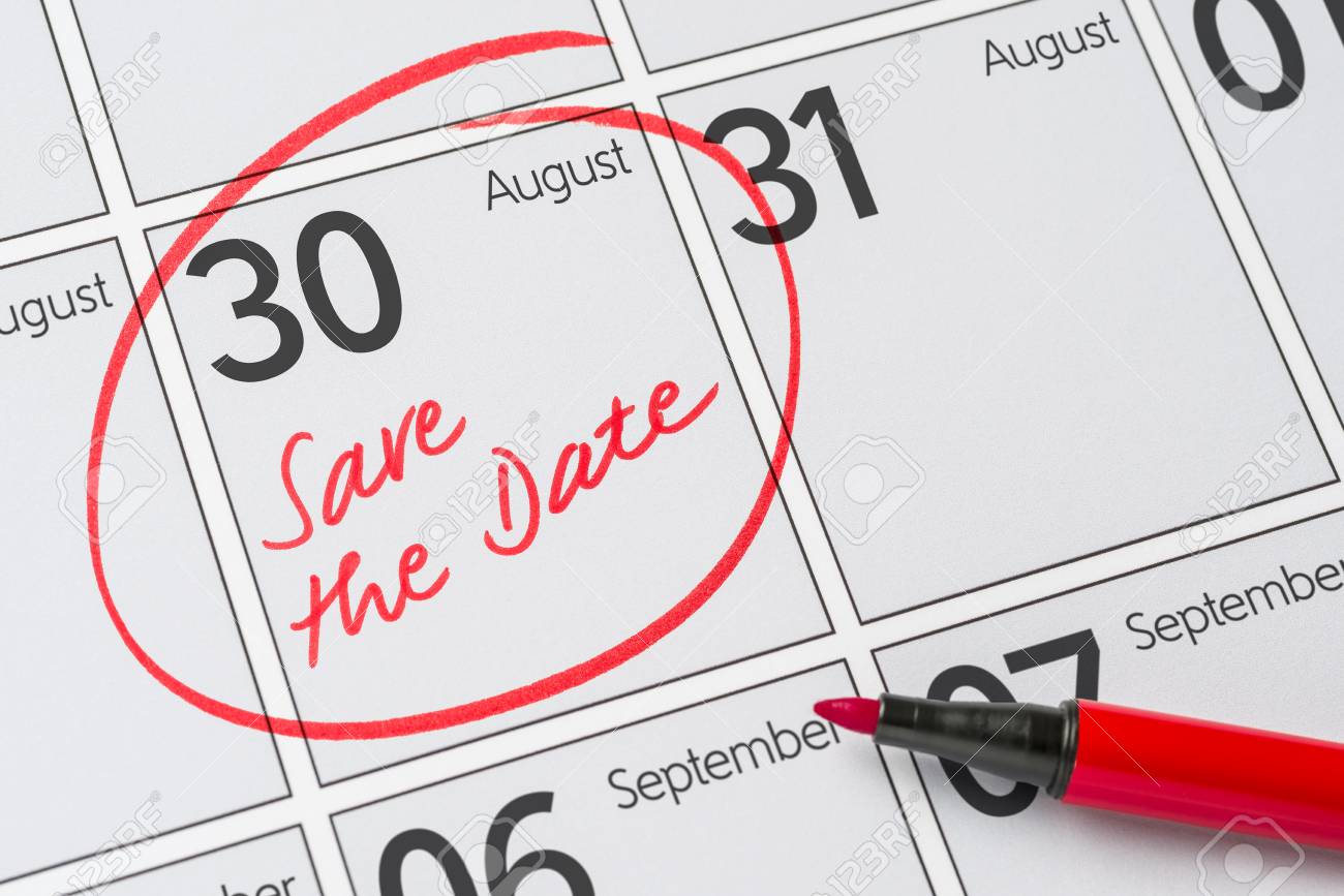 Save The Date Written On A Calendar - August 30 Stock Photo, Picture and  Royalty Free Image. Image 78711821.