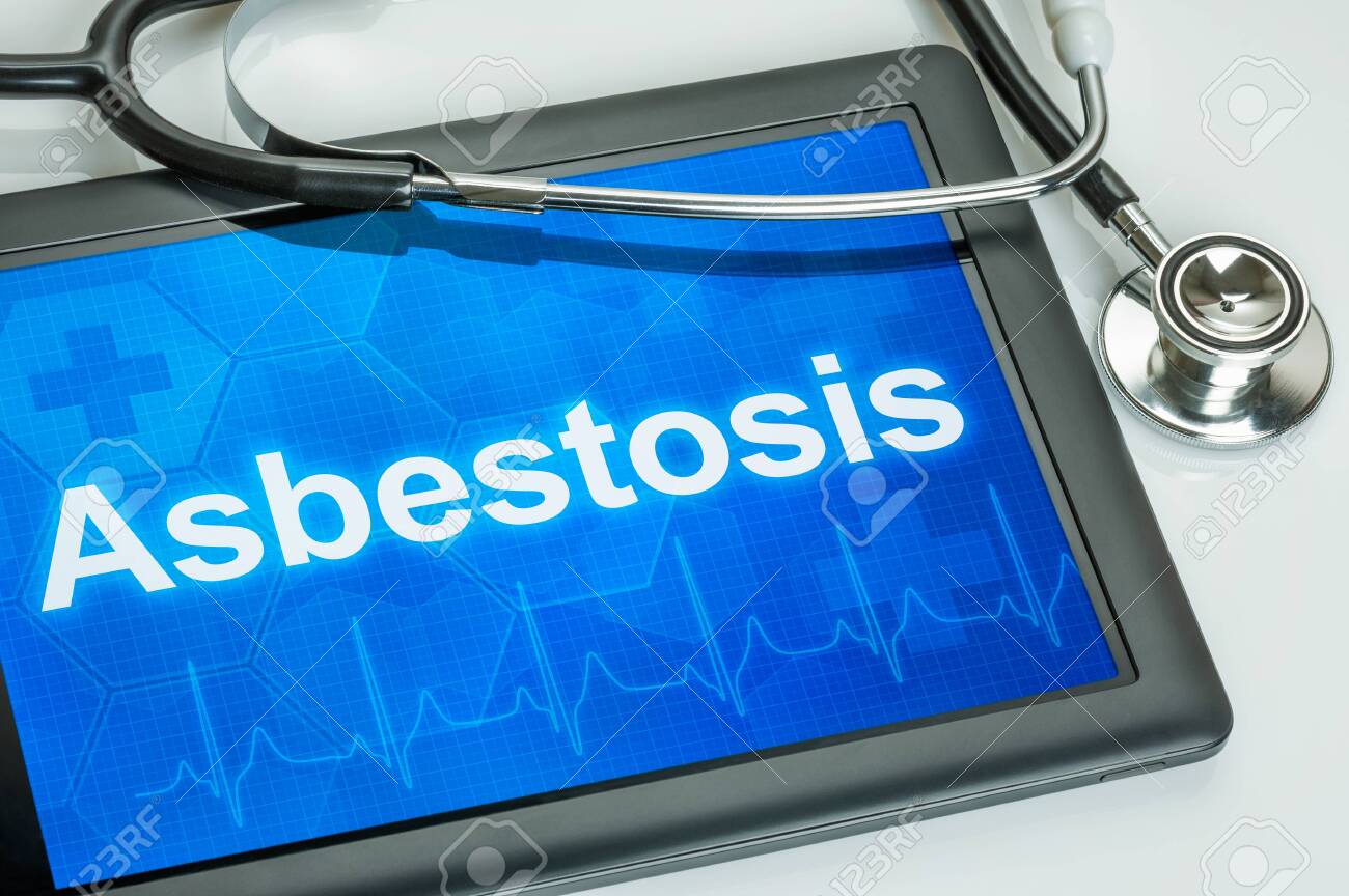 Tablet with the text Asbestosis on the display - 121532473 Tablet with the text Asbestosis on the display - 121532473