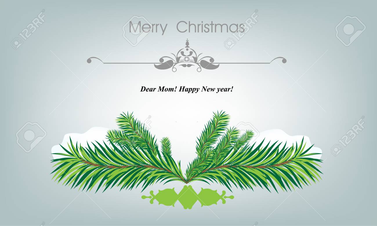 xmass card with fir and snowflakes for greeting cards or invitation xmass card