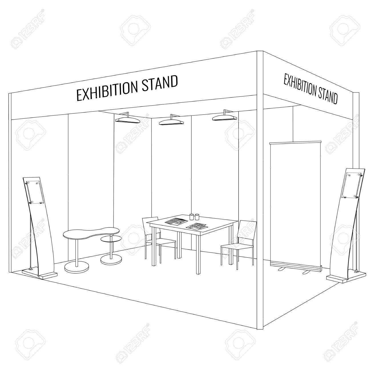 vector blank trade exhibition booth stand with table and chair blank table
