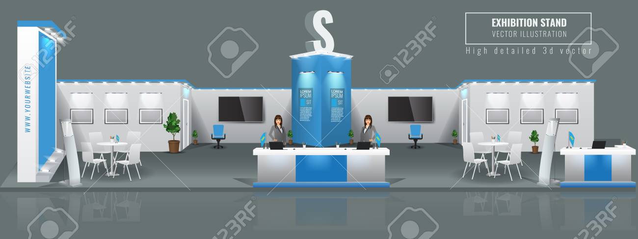 Grand Exhibition stand display mock up. Vector illustration. - 110492998 Grand Exhibition stand display mock up. Vector illustration. - 110492998