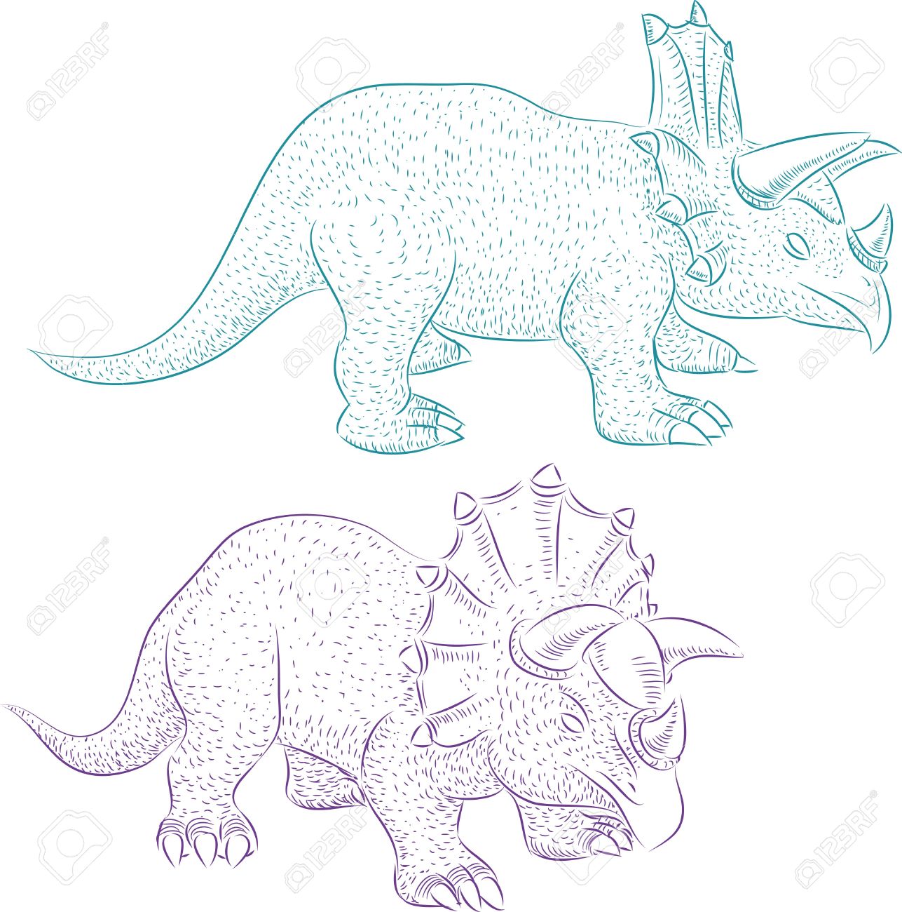 Dinosaur Triceratops Realistic Sketch Royalty Free Cliparts Vectors And Stock Illustration Image