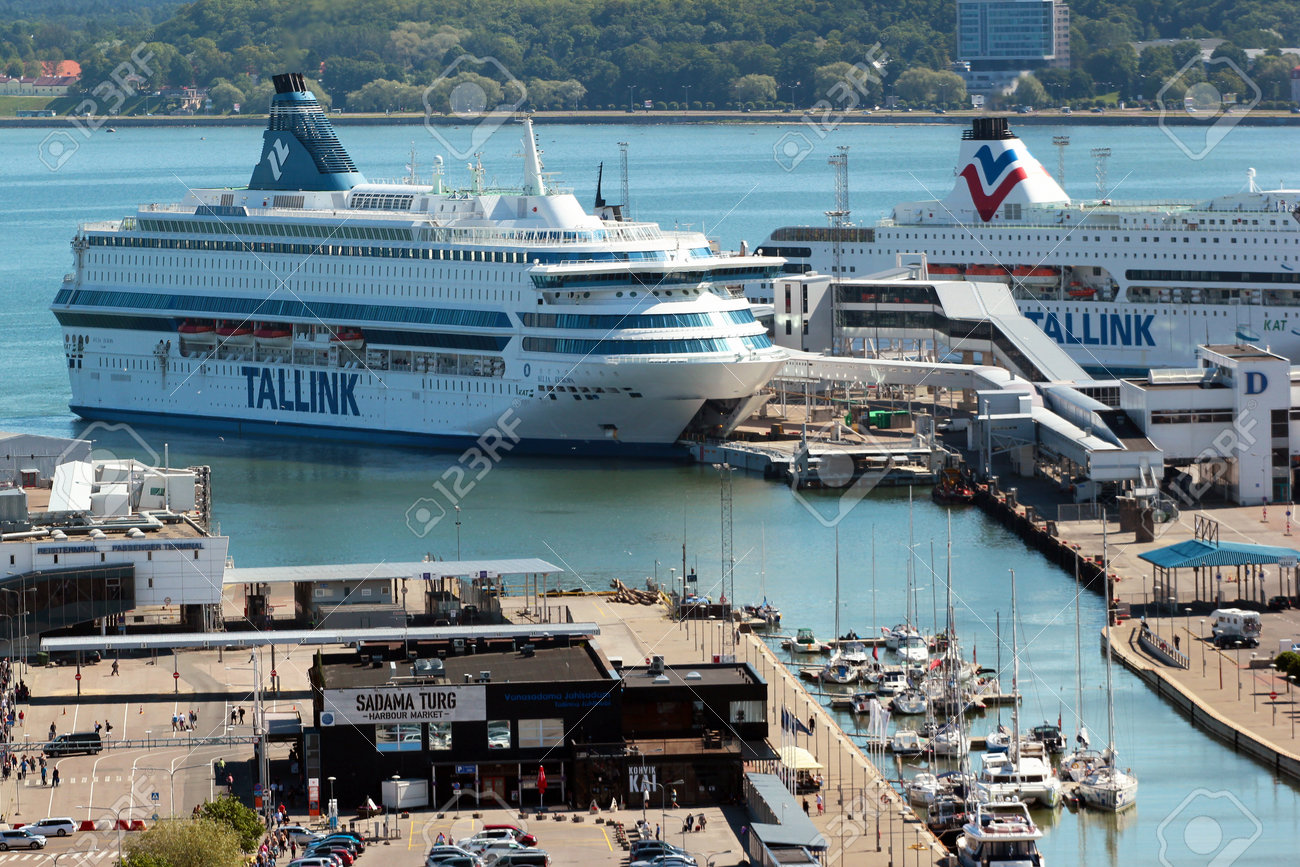 Tallinn Estonia July 8 2017 Tallink Ferries At The Port