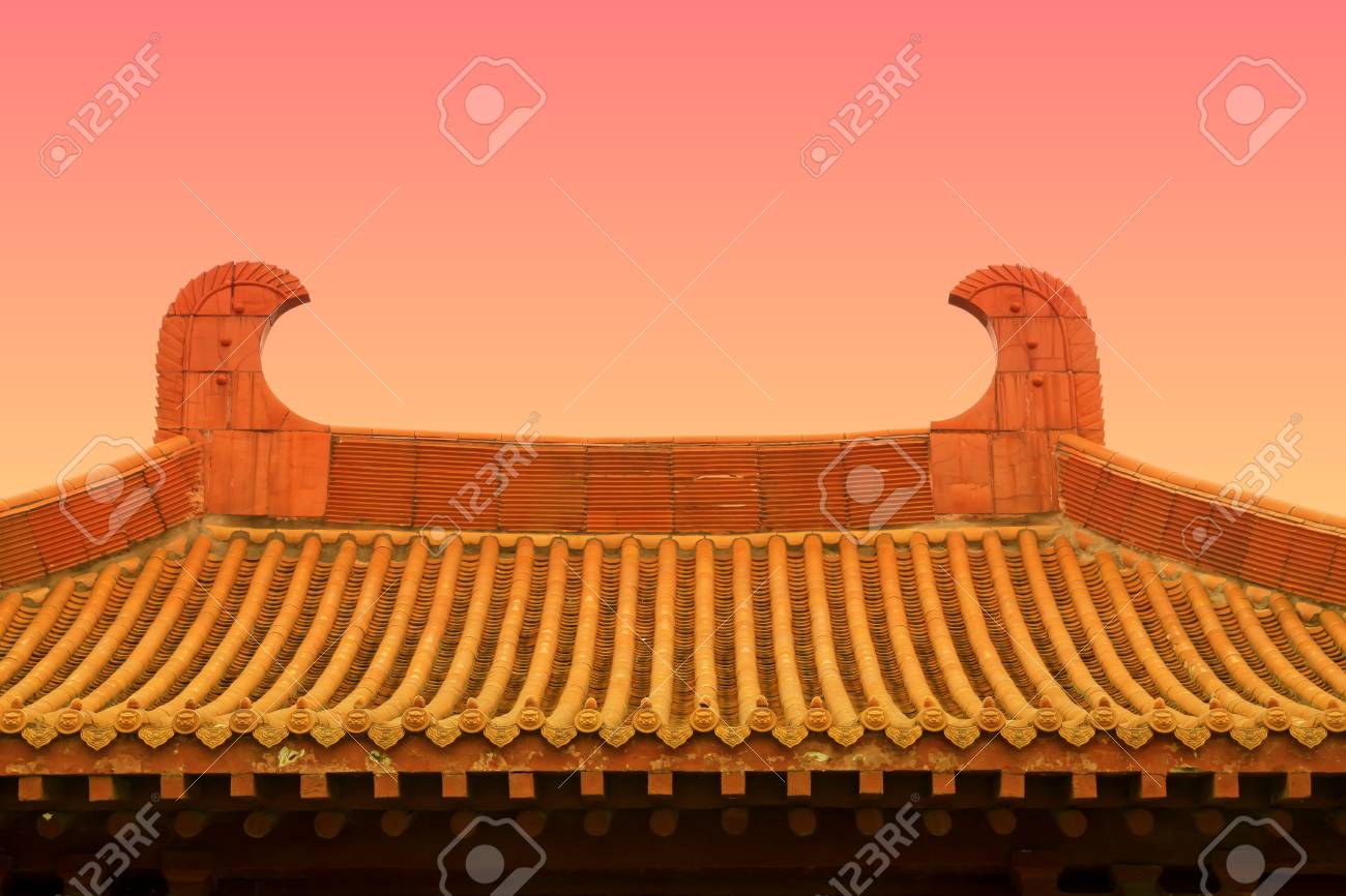 traditional chinese architectural style yellow glazed tile roof