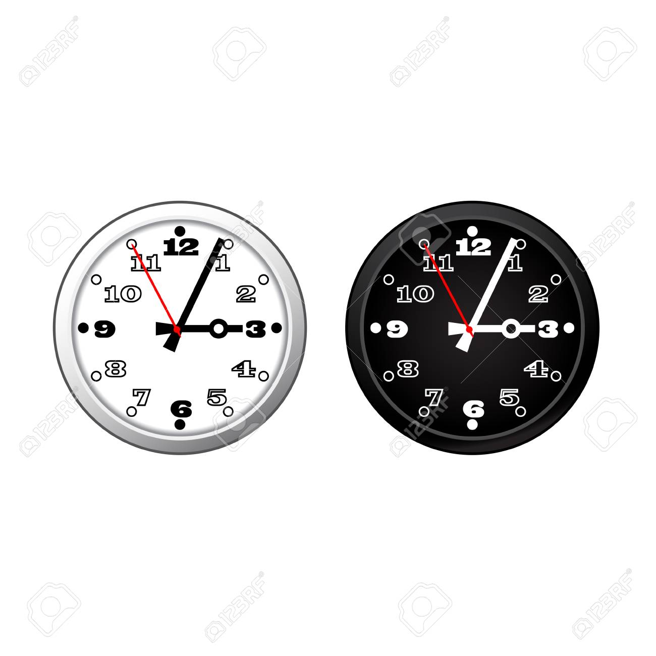 白黒の時計アイコン ベクトルイラスト のイラスト素材 ベクタ Image