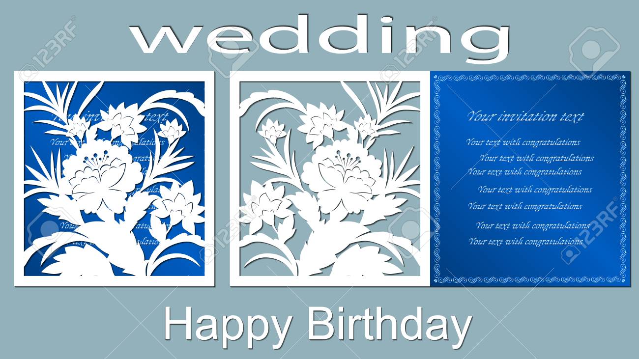 ベクトルイラストポストカード 招待状とグリーティング カード レーザーカットのパターン 花 のイラスト素材 ベクタ Image