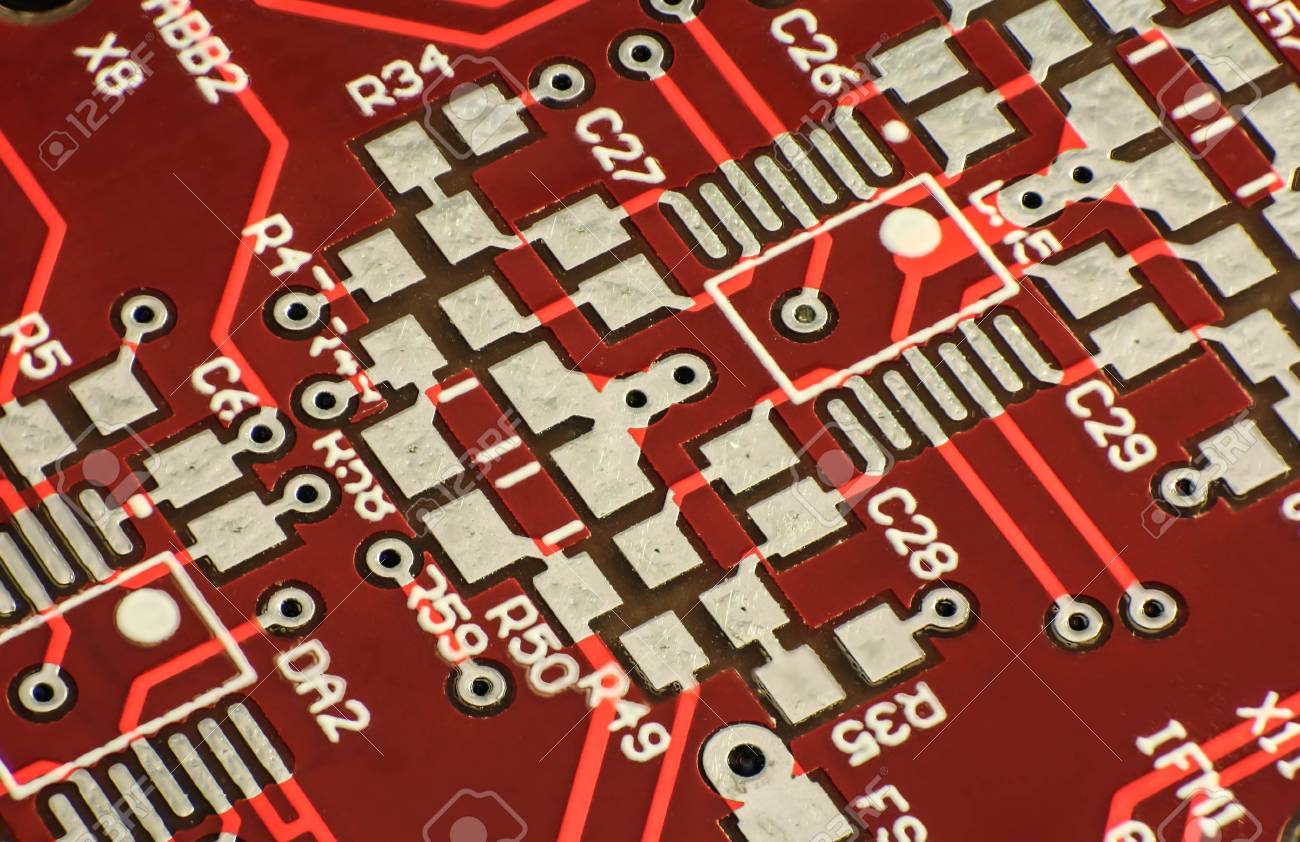 hi tech background close up photo red circuit cyberpunk red circuit background