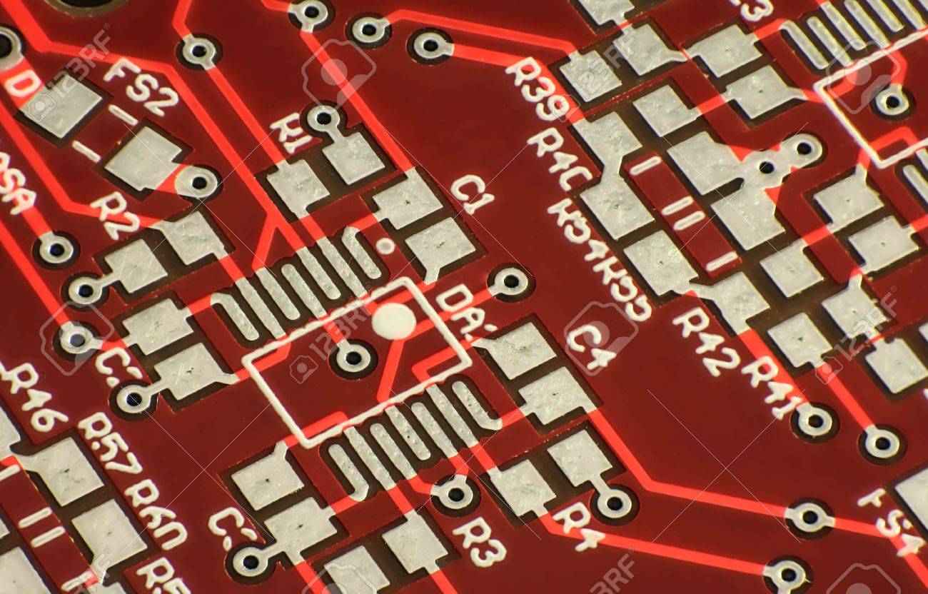 hi tech background close up photo red circuit cyberpunk red circuit background