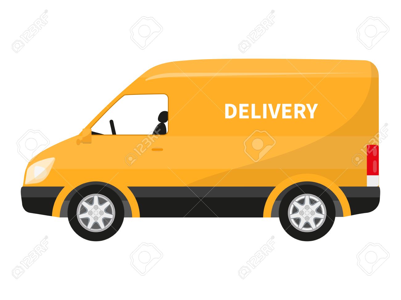 ベクトル イラスト漫画黄色の配達用トラック 高速トラックの概念 孤立した白い背景 フラット スタイル 無料配信をバンします 輸送商品のための車 トラック 側でアイコン配信商品を表示します のイラスト素材 ベクタ Image