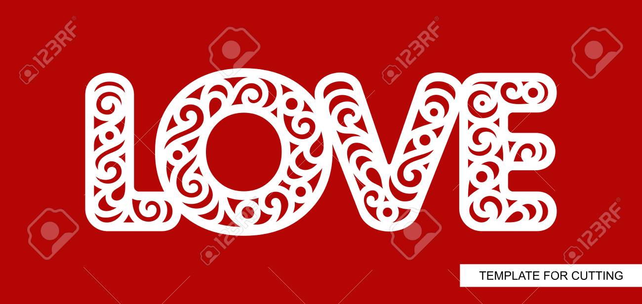 word love lace inscription template for laser cutting wood love template word