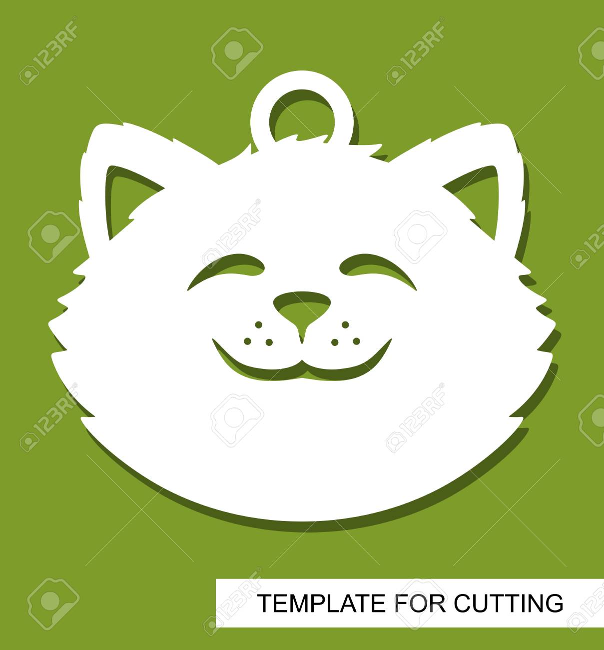 cat head silhouette hanging toy or pendant white cartoon character cut out character template