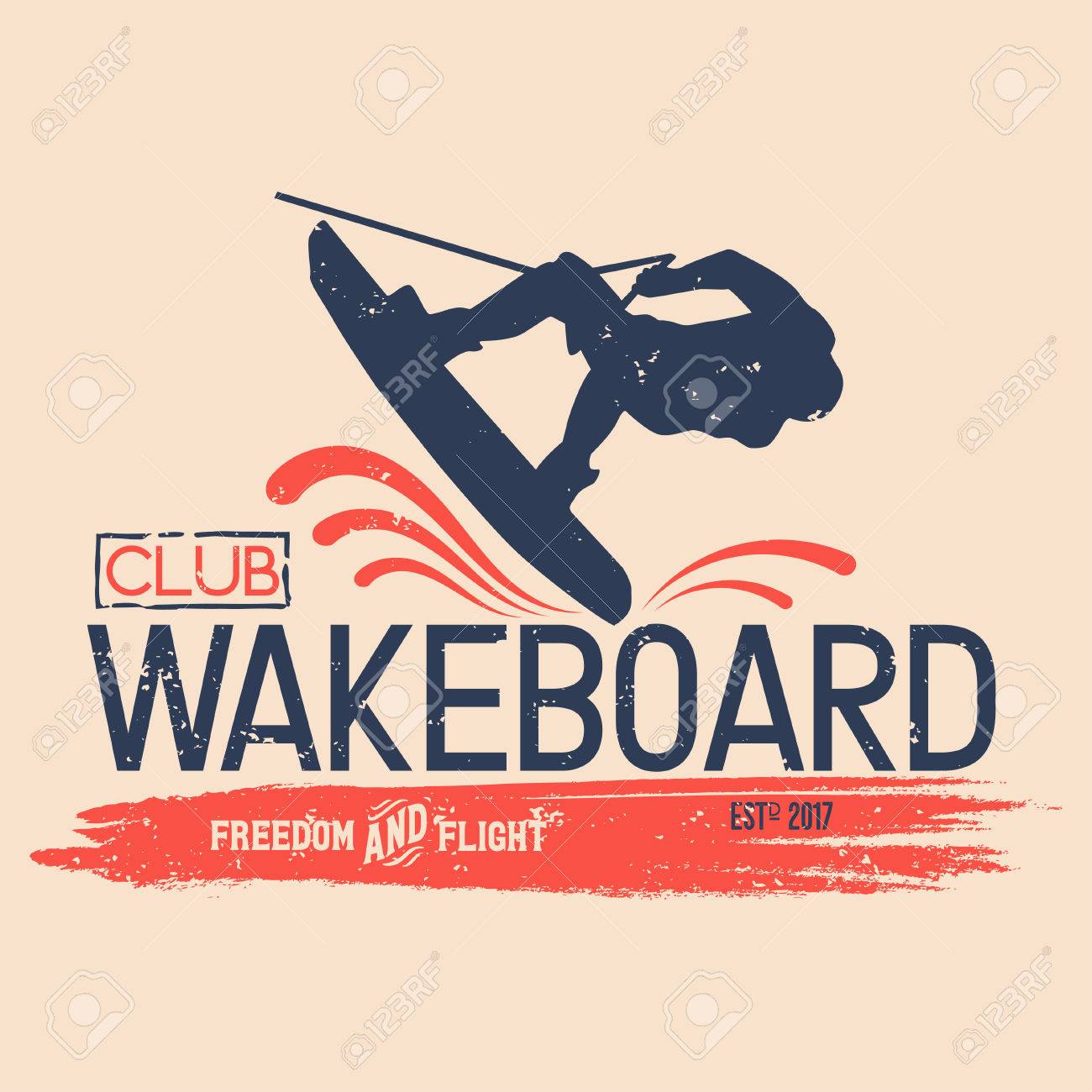 Vector Logo Wakeboard Club In Vintage Style For Your Unique Design,  Printing On T-shirts Or The Internet Royalty Free SVG, Cliparts, Vectors,  and Stock Illustration. Image 82929343., image size:1300x1300