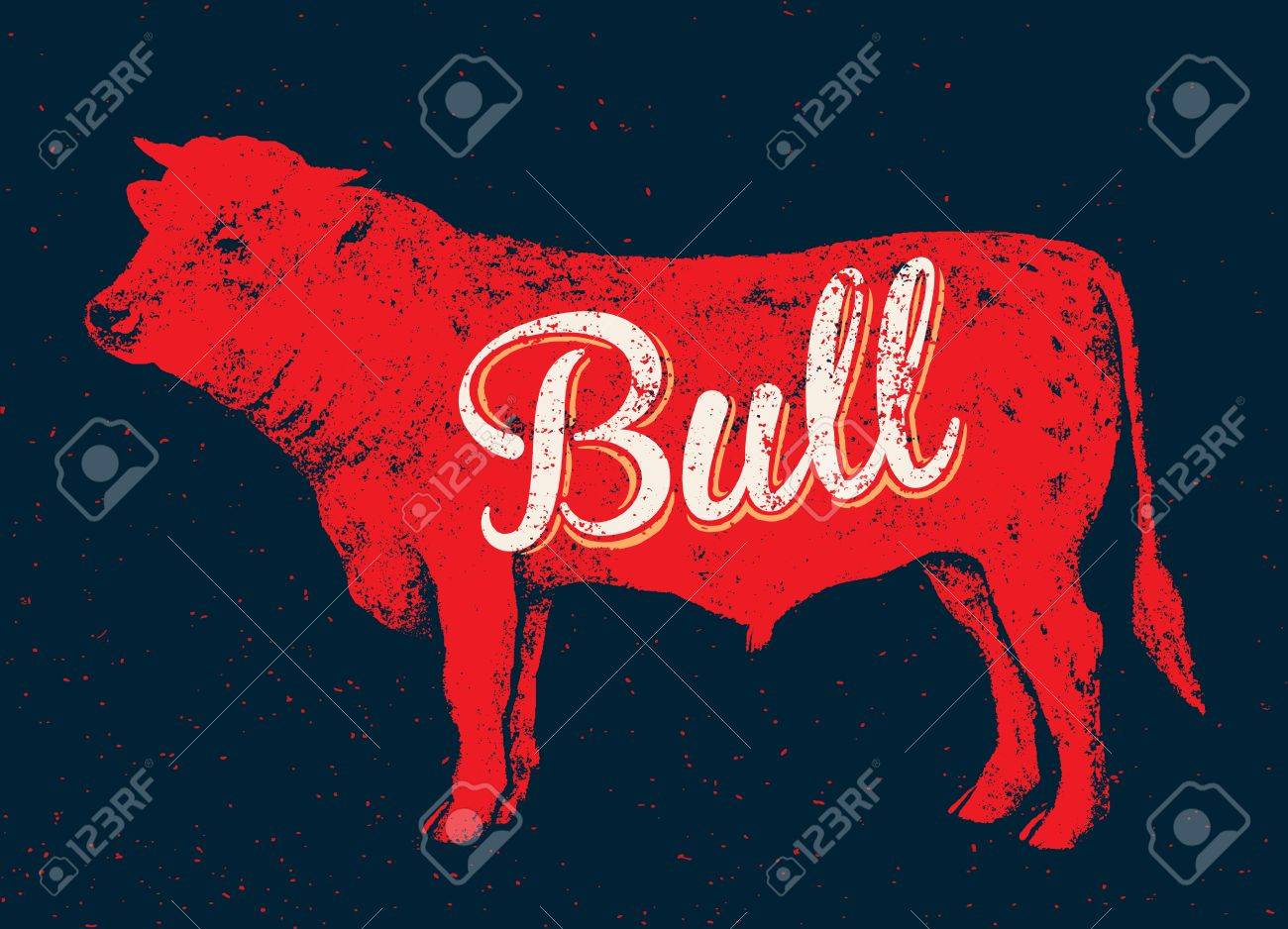 グラフィック シルエット牛と手書きの碑文 のイラスト素材 ベクタ Image