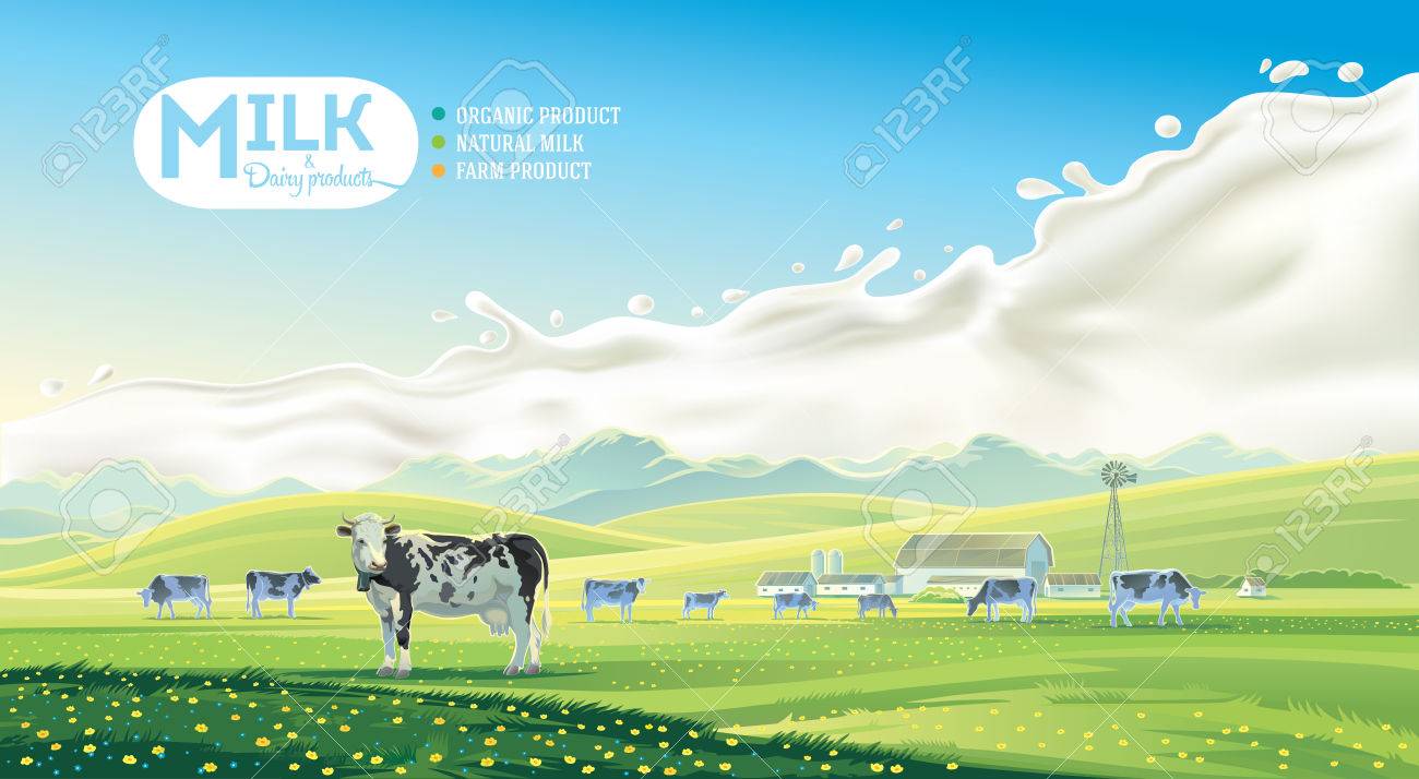 Rural Landscape With Cows And Farm With Mountain Scenery And Royalty Free Cliparts Vectors And Stock Illustration Image 70460628