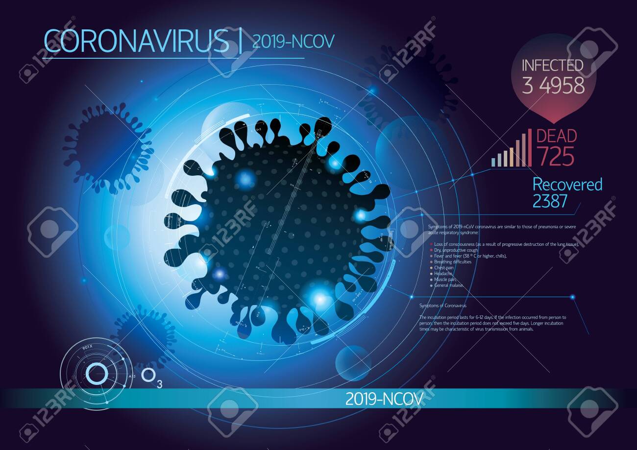 Graphic layout with the silhouette image of a coronavirus, as well as with the addition of design and infographic elements. - 141556529 Graphic layout with the silhouette image of a coronavirus, as well as with the addition of design and infographic elements. - 141556529