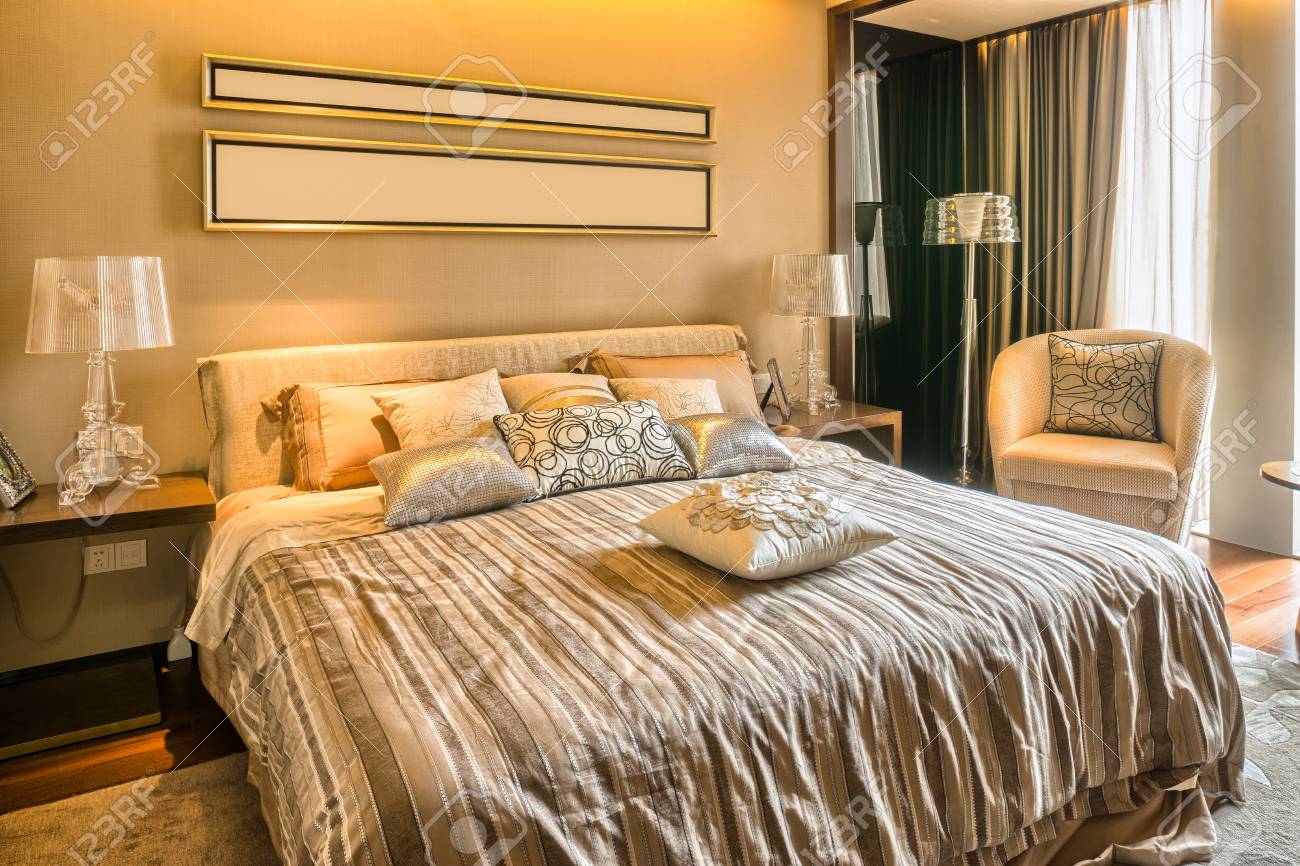 Luxury Hotel Bedroom With Upscale Furniture And Modern Style