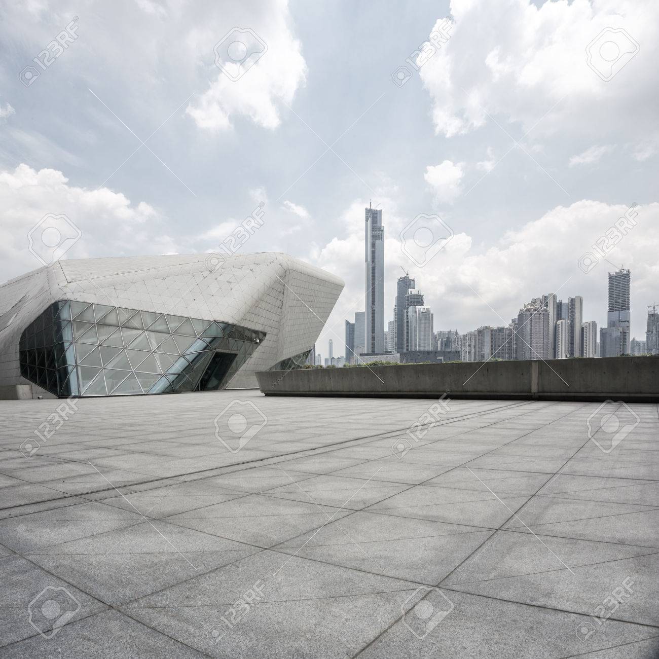 empty, modern square and skyscrapers in modern city - 45496875 empty, modern square and skyscrapers in modern city - 45496875