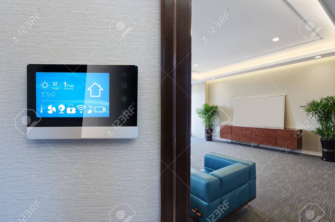 Wall In Modern Living Room Stock Photo 