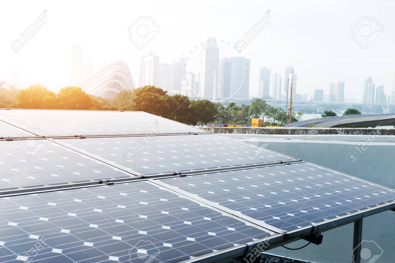 solar panel and cityscape of singapore in blue sky - 88849312 solar panel and cityscape of singapore in blue sky - 88849312