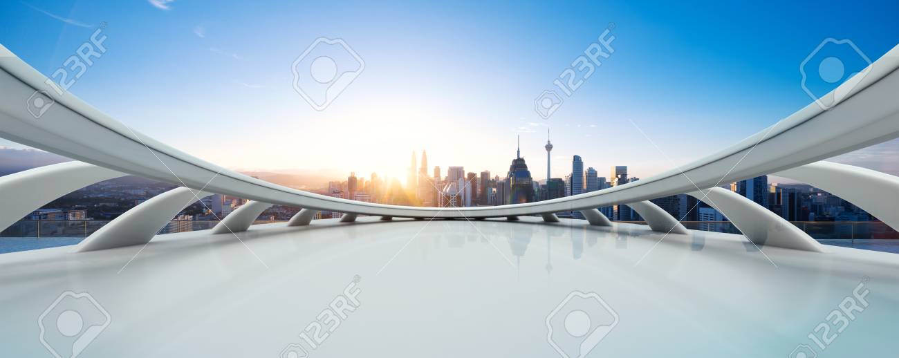 empty marble floor and cityscape of kuala lumpur at sunrise - 89248937 empty marble floor and cityscape of kuala lumpur at sunrise - 89248937