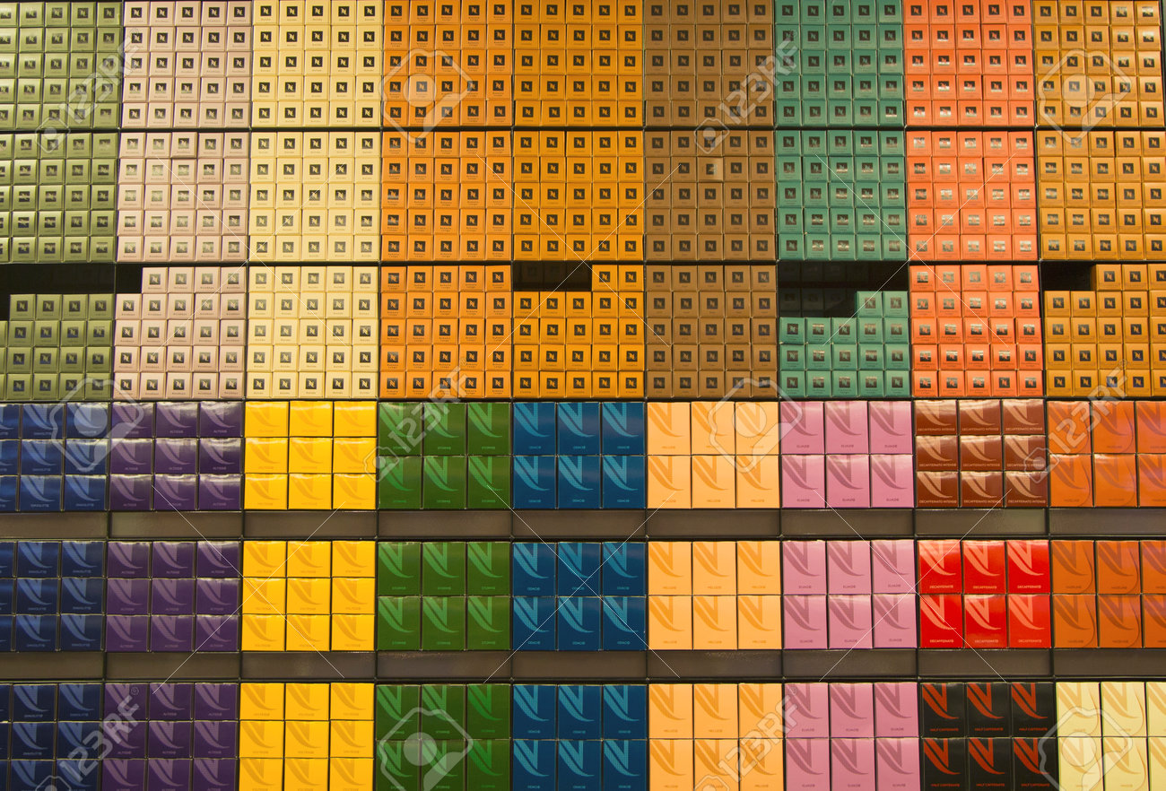 new york april1 variety of coffee capsules in nespresso store