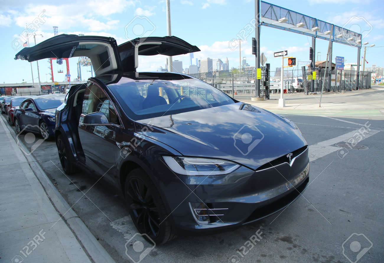 Brooklyn New York April 23 2016 Tesla Model X At The New
