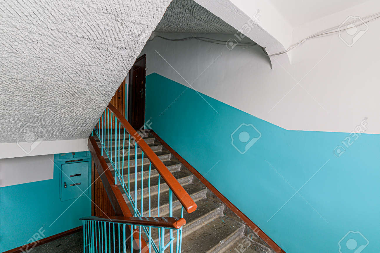 Russia, Moscow- February 07, 2020: interior public place, house entrance. doors, walls, corridors staircase - 152628300 Russia, Moscow- February 07, 2020: interior public place, house entrance. doors, walls, corridors staircase - 152628300