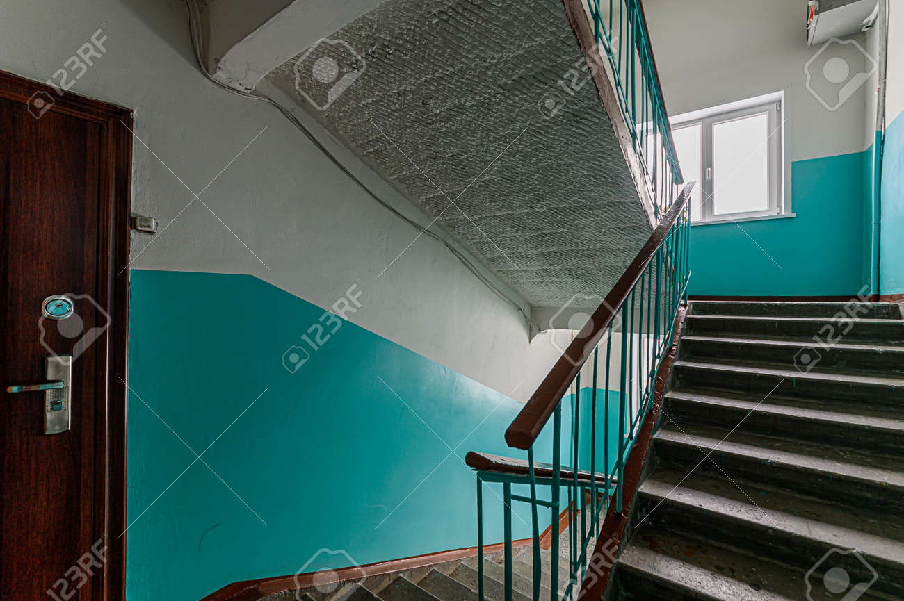 Russia, Moscow- February 07, 2020: interior public place, house entrance. doors, walls, corridors staircase - 152628285 Russia, Moscow- February 07, 2020: interior public place, house entrance. doors, walls, corridors staircase - 152628285