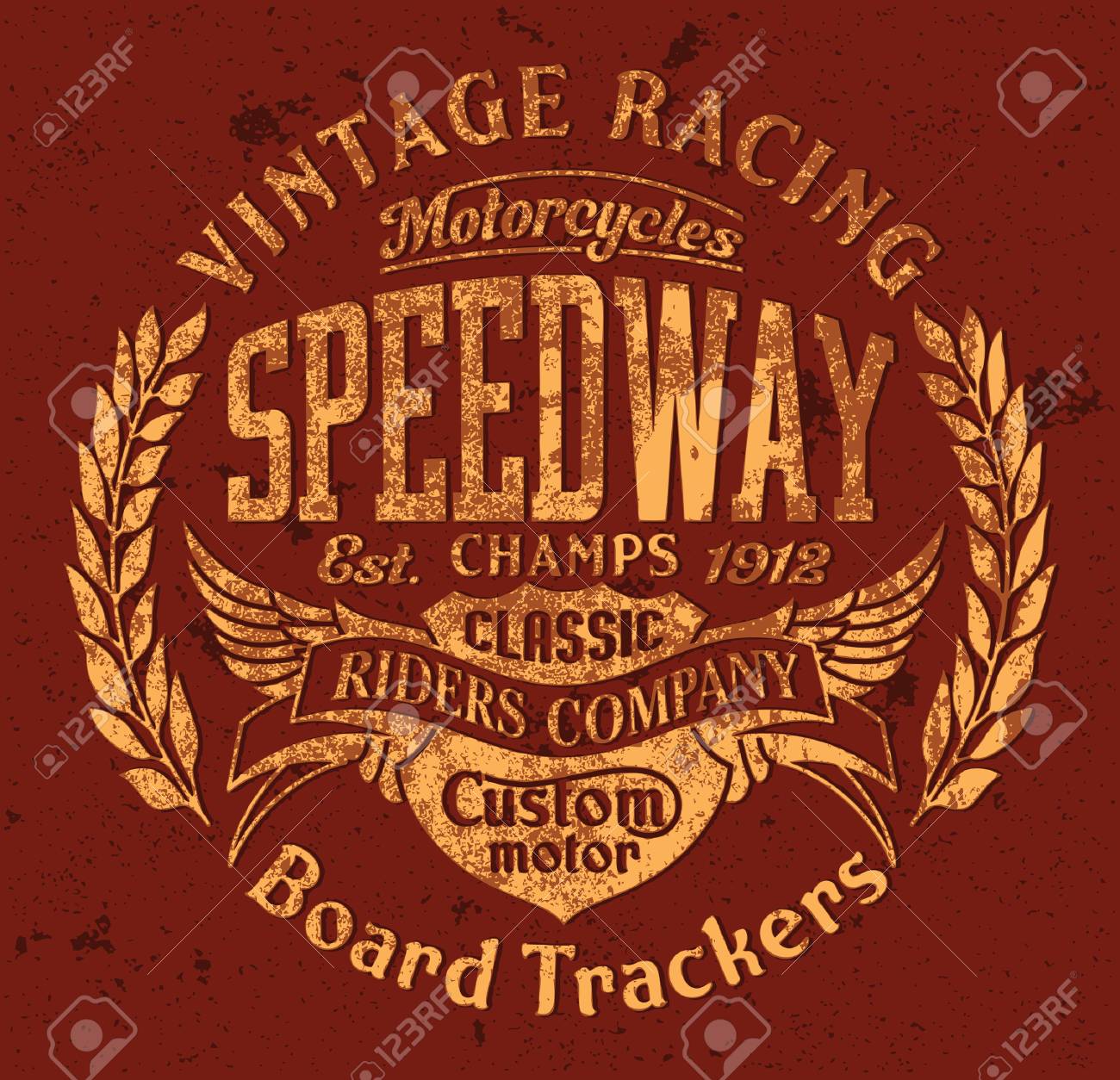 board tracker speedway motorcycle racing team vector vintage
