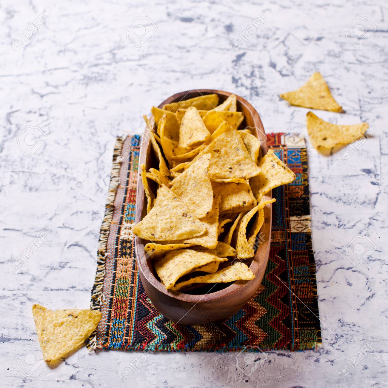 三角形の形のメキシコ ナチョス チップ 選択と集中 の写真素材 画像素材 Image