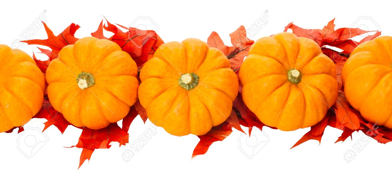 Fall Border Element With Small Pumpkins And Red Leaves Stock Photo Picture And Royalty Free Image Image 14608039